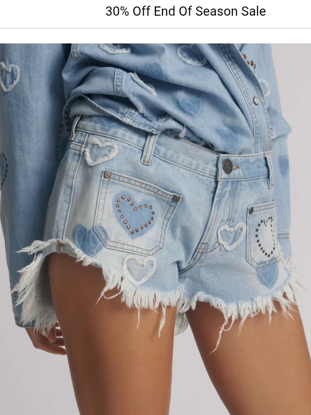 One Teaspoon Dukes Low Waist Mini Denim Shorts - Blue Heart